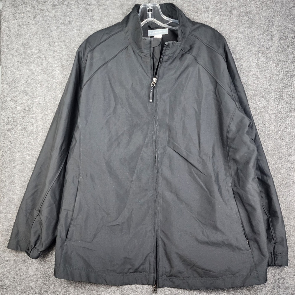 Cutter & Buck Windbreaker Jacket Women 2X Black CB WindTec Full Zip Lightweight
